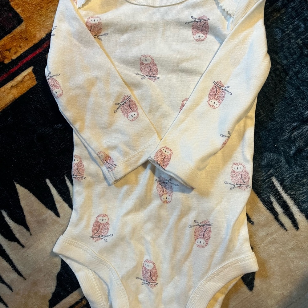 Carter's Cream and Pink Owl Print Bodysuit